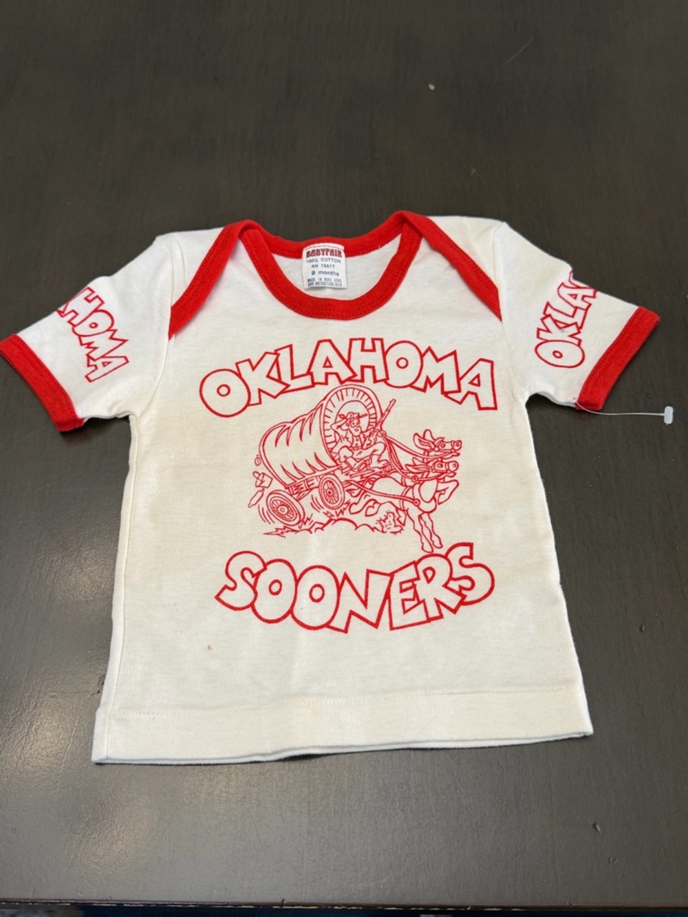 Vintage Oklahoma Sooners Baby Red & White Ringer T-Shirt Size 9 Months